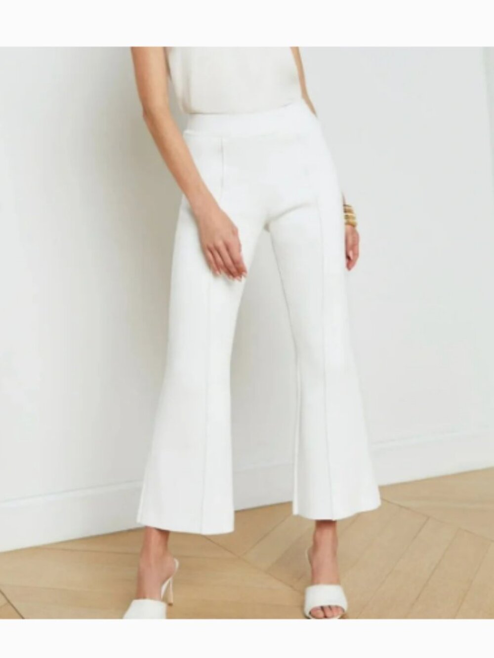 L'AGENCE Ren Fit and Flare Knit Pant in White - S